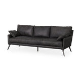Cochrane 82L x 33W x 32.3 Black Leather Three Seater Sofa by Mercana at Eve Furniture