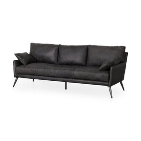 Cochrane 82L x 33W x 32.3 Black Leather Three Seater Sofa by Mercana at Eve Furniture