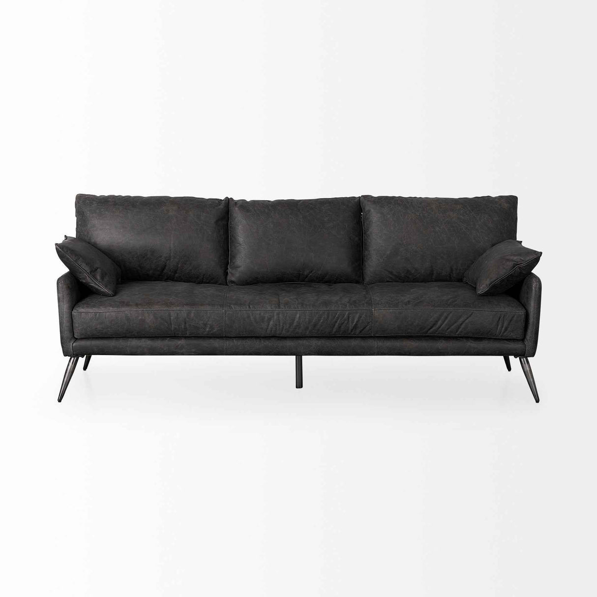 Cochrane Black Leather Three Seater Sofa by Mercana at Eve Furniture