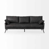Cochrane Black Leather Three Seater Sofa by Mercana at Eve Furniture