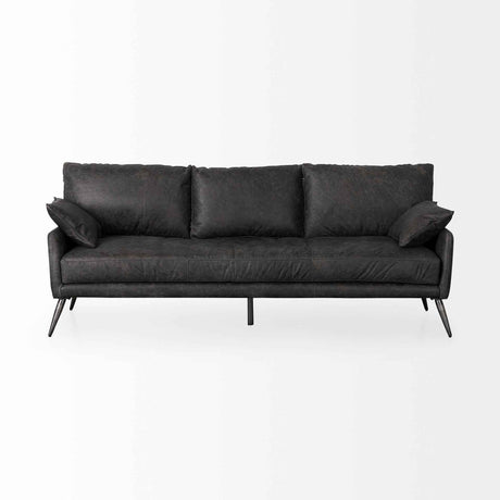 Cochrane Black Leather Three Seater Sofa by Mercana at Eve Furniture