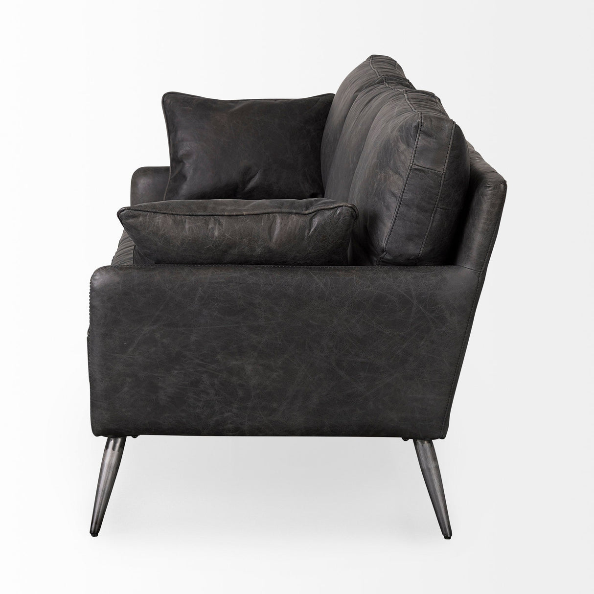 Cochrane Black Leather Three Seater Sofa by Mercana at Eve Furniture