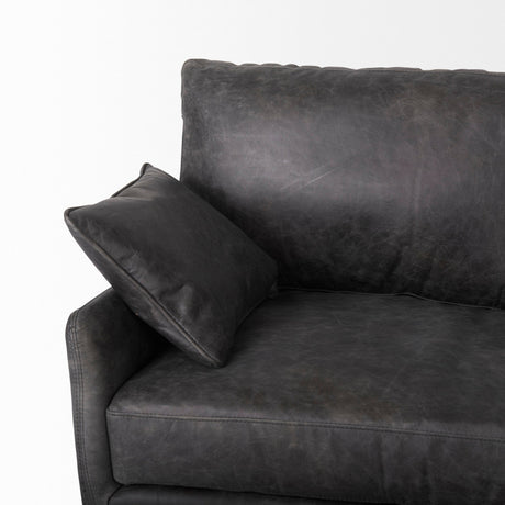 Cochrane Black Leather Three Seater Sofa by Mercana at Eve Furniture