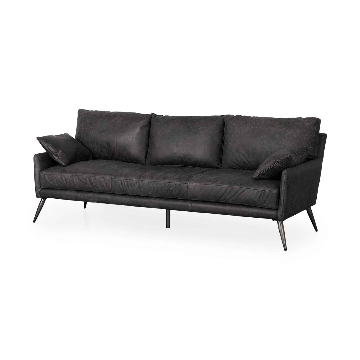 Cochrane Black Leather Three Seater Sofa by Mercana at Eve Furniture
