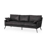 Cochrane Black Leather Three Seater Sofa by Mercana at Eve Furniture
