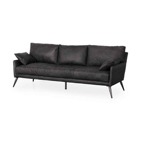 Cochrane Black Leather Three Seater Sofa by Mercana at Eve Furniture