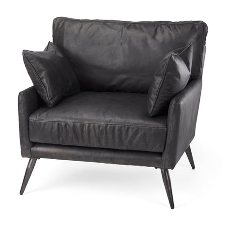 Cochrane Black Leather Wrapped Chair by Mercana at Eve Furniture