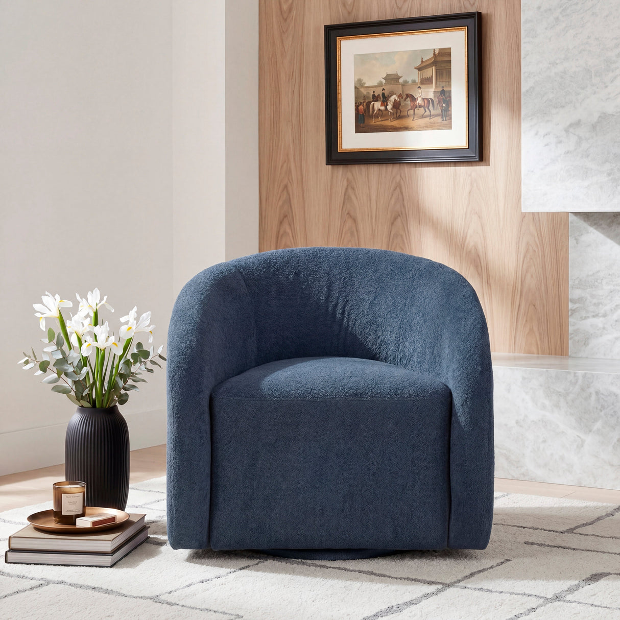 Cocoon Blue Swivel Chair by Homelegance at Eve Furniture