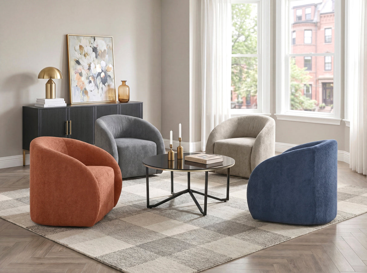 Cocoon Blue Swivel Chair by Homelegance at Eve Furniture
