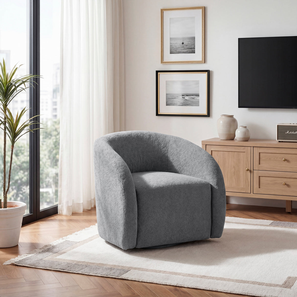 Cocoon Dark Gray Swivel Chair by Homelegance at Eve Furniture