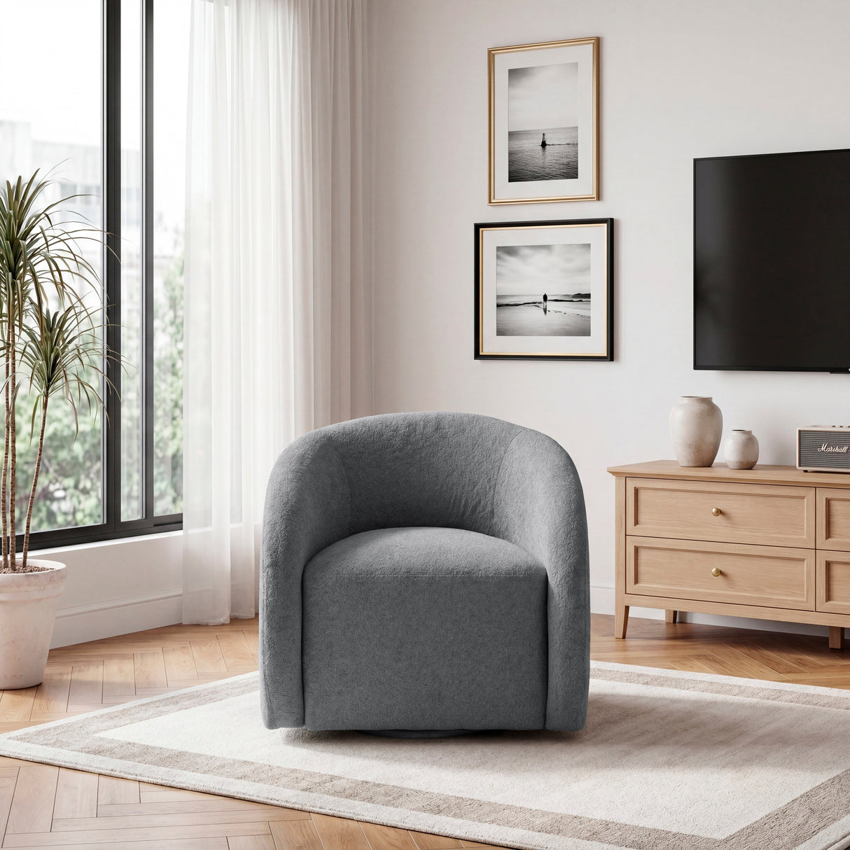 Cocoon Dark Gray Swivel Chair by Homelegance at Eve Furniture