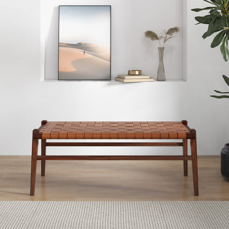 Cody Tan Leather Bench by Ashcroft Furniture at Eve Furniture