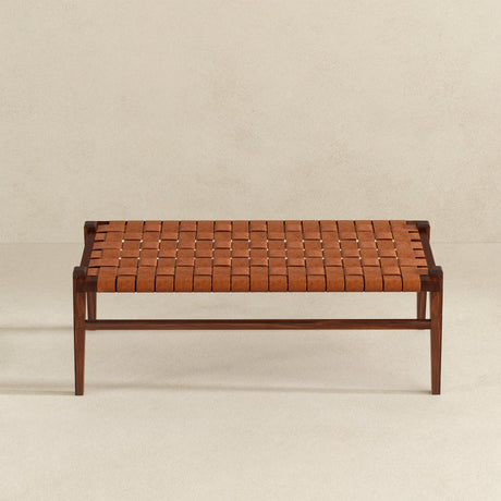 Cody Tan Leather Bench by Ashcroft Furniture at Eve Furniture