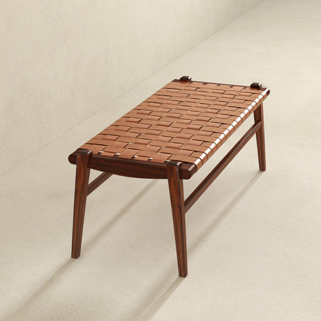 Cody Tan Leather Bench by Ashcroft Furniture at Eve Furniture