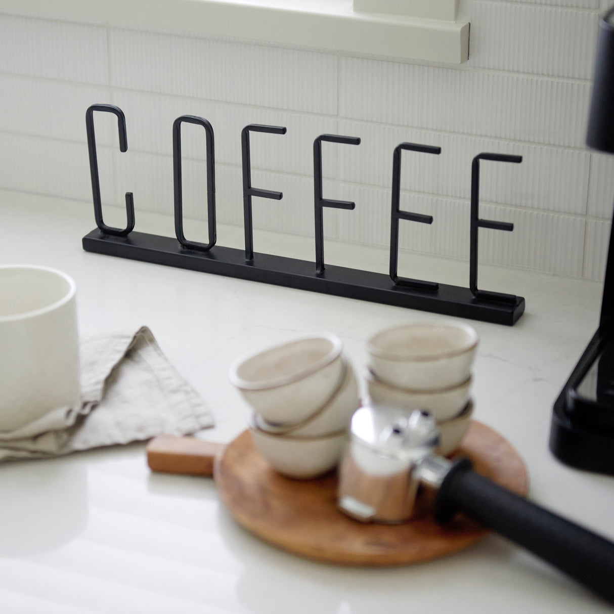 Coffee Black Metal Sign by Mercana at Eve Furniture