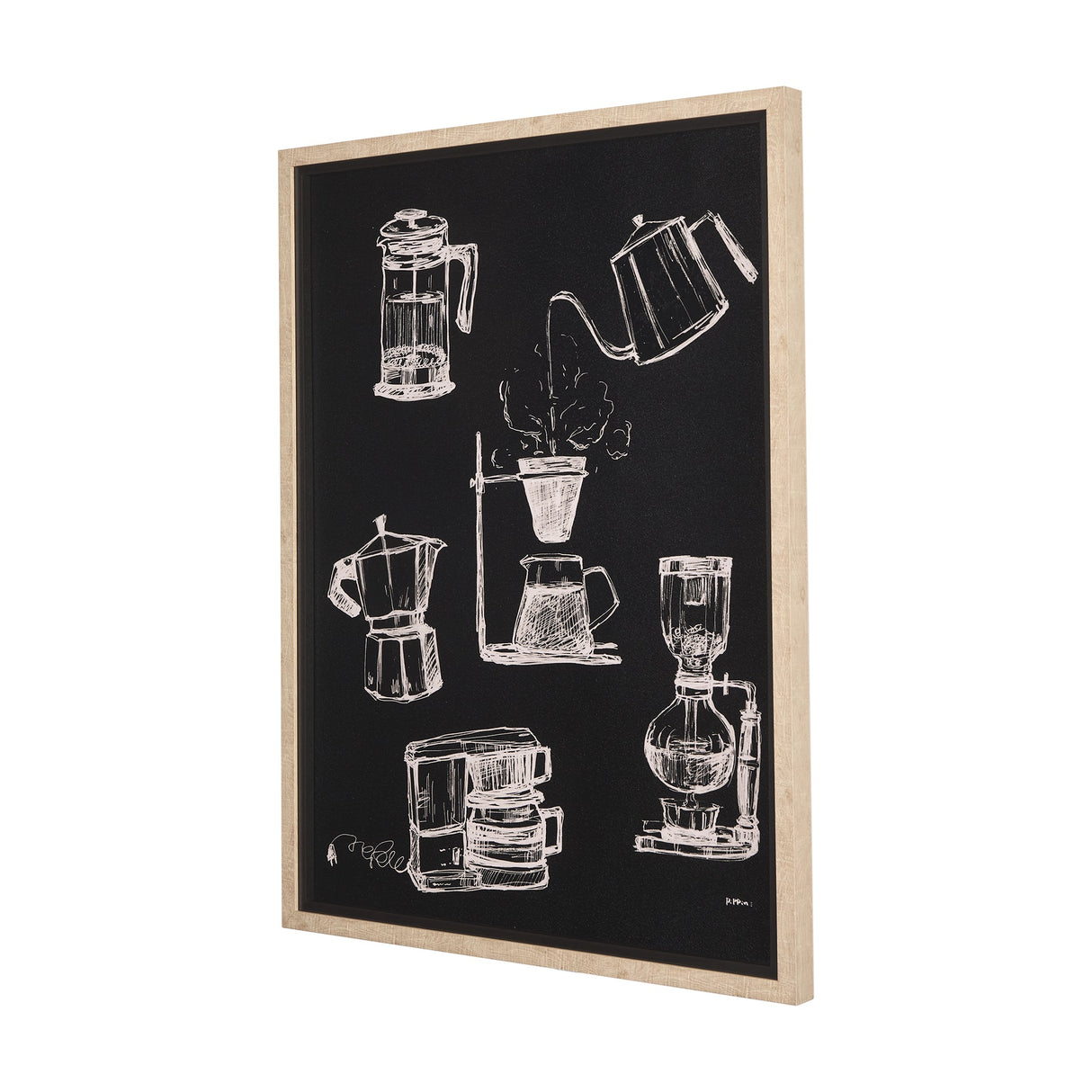Coffee Maker Study by Mercana Studio a Hand Embellished Textured Framed Art Print Matted under Glass by Mercana at Eve Furniture