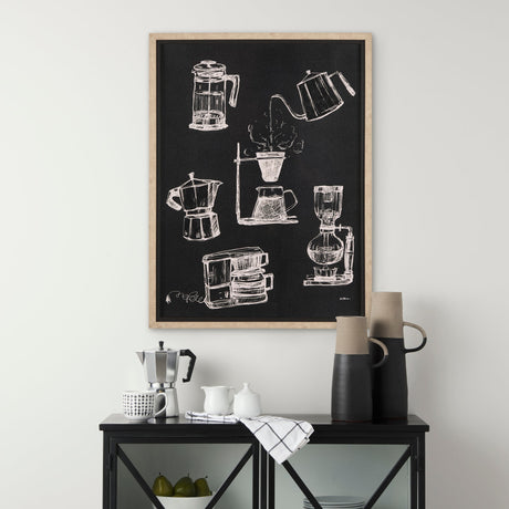 Coffee Maker Study by Mercana Studio a Hand Embellished Textured Framed Art Print Matted under Glass by Mercana at Eve Furniture