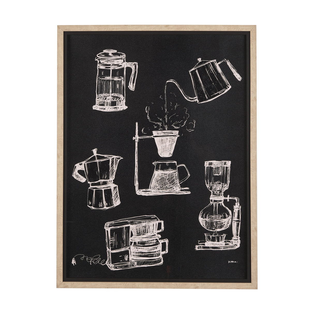 Coffee Maker Study by Mercana Studio a Hand Embellished Textured Framed Art Print Matted under Glass by Mercana at Eve Furniture