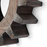 Cog Mirror Round Brown Wood Frame Mirror by Mercana at Eve Furniture