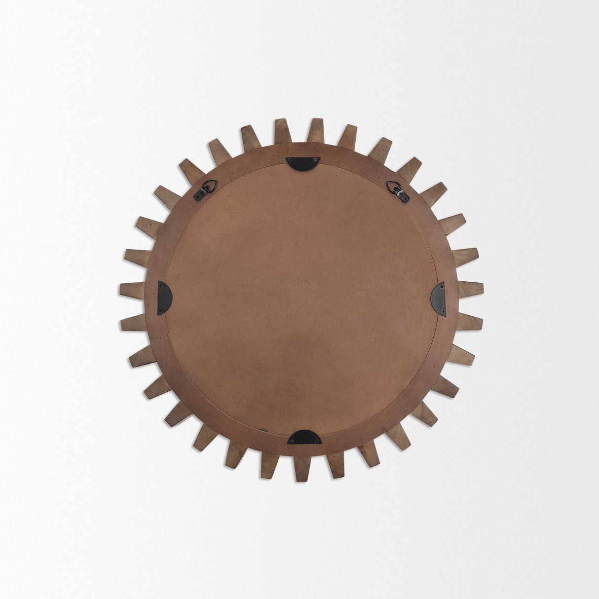 Cog Mirror Round Brown Wood Frame Mirror by Mercana at Eve Furniture