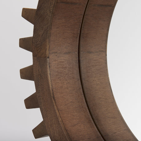 Cog Mirror Round Brown Wood Frame Mirror by Mercana at Eve Furniture