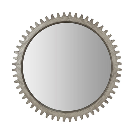 Cog Mirror Round Gray Wood Frame Mirror by Mercana at Eve Furniture