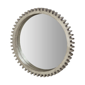 Cog Mirror Round Gray Wood Frame Mirror by Mercana at Eve Furniture