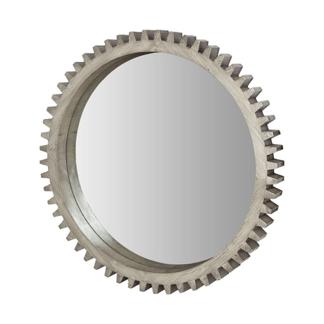 Cog Mirror Round Gray Wood Frame Mirror by Mercana at Eve Furniture
