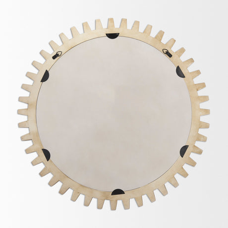 Cog Mirror Round Natural Wood Frame Mirror by Mercana at Eve Furniture