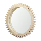 Cog Mirror Round Natural Wood Frame Mirror by Mercana at Eve Furniture