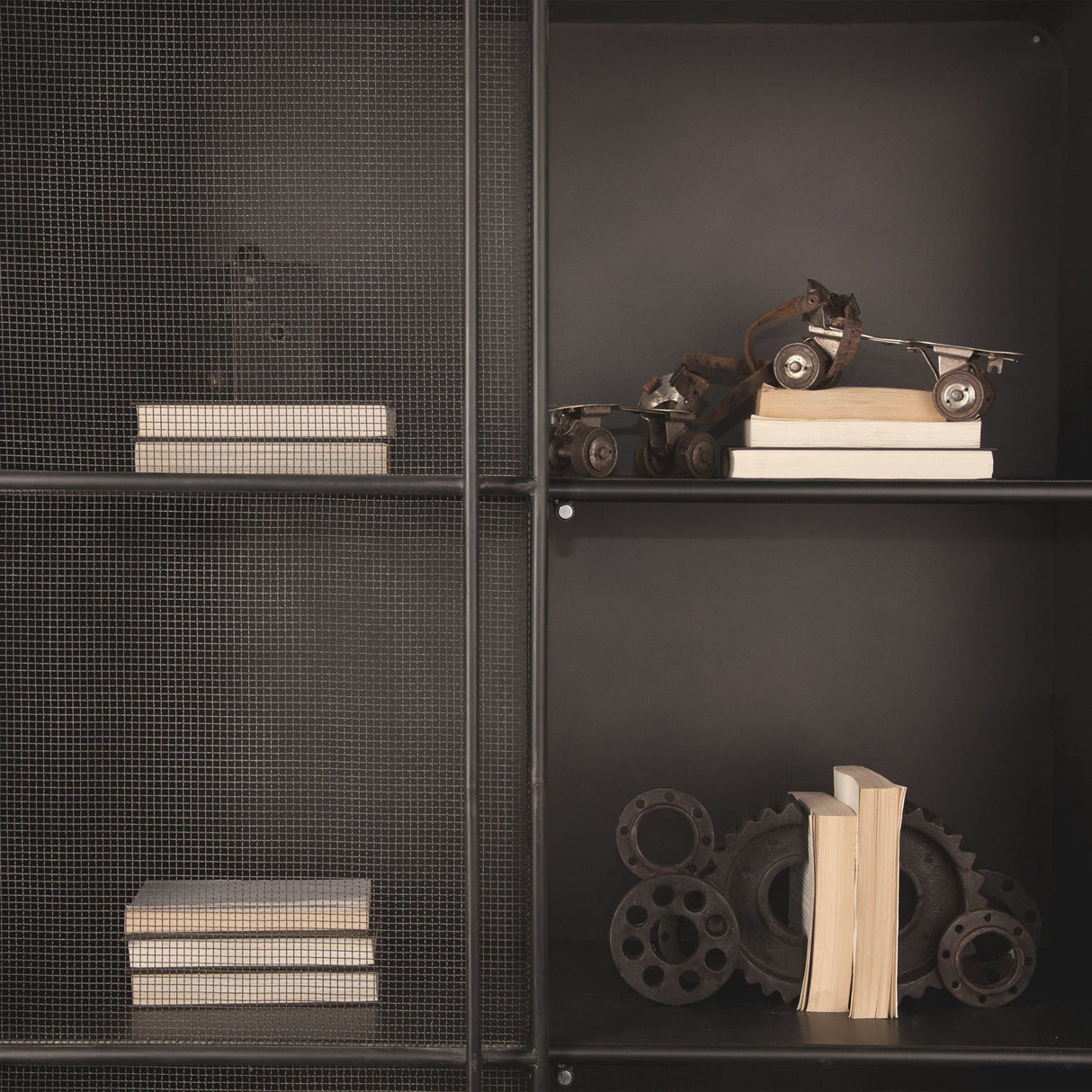Cogsworth Set of 2 14L x 4W Brown Resin Industrial Gear Bookends by Mercana at Eve Furniture