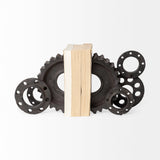 Cogsworth Set of 2 14L x 4W Brown Resin Industrial Gear Bookends by Mercana at Eve Furniture