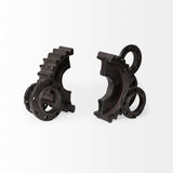 Cogsworth Set of 2 14L x 4W Brown Resin Industrial Gear Bookends by Mercana at Eve Furniture