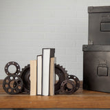 Cogsworth Set of 2 14L x 4W Brown Resin Industrial Gear Bookends by Mercana at Eve Furniture
