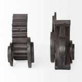 Cogsworth Set of 2 Brown Resin Industrial Gear Bookends by Mercana at Eve Furniture