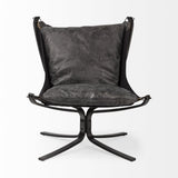 Colarado Black Leather Cushions w/ Black Metal Frame Sling-Style Accent Chair by Mercana at Eve Furniture
