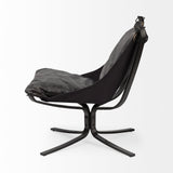 Colarado Black Leather Cushions w/ Black Metal Frame Sling-Style Accent Chair by Mercana at Eve Furniture