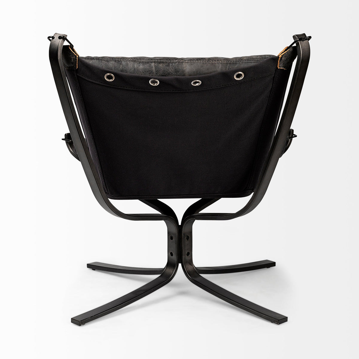 Colarado Black Leather Cushions w/ Black Metal Frame Sling-Style Accent Chair by Mercana at Eve Furniture