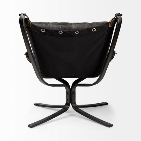 Colarado Black Leather Cushions w/ Black Metal Frame Sling-Style Accent Chair by Mercana at Eve Furniture