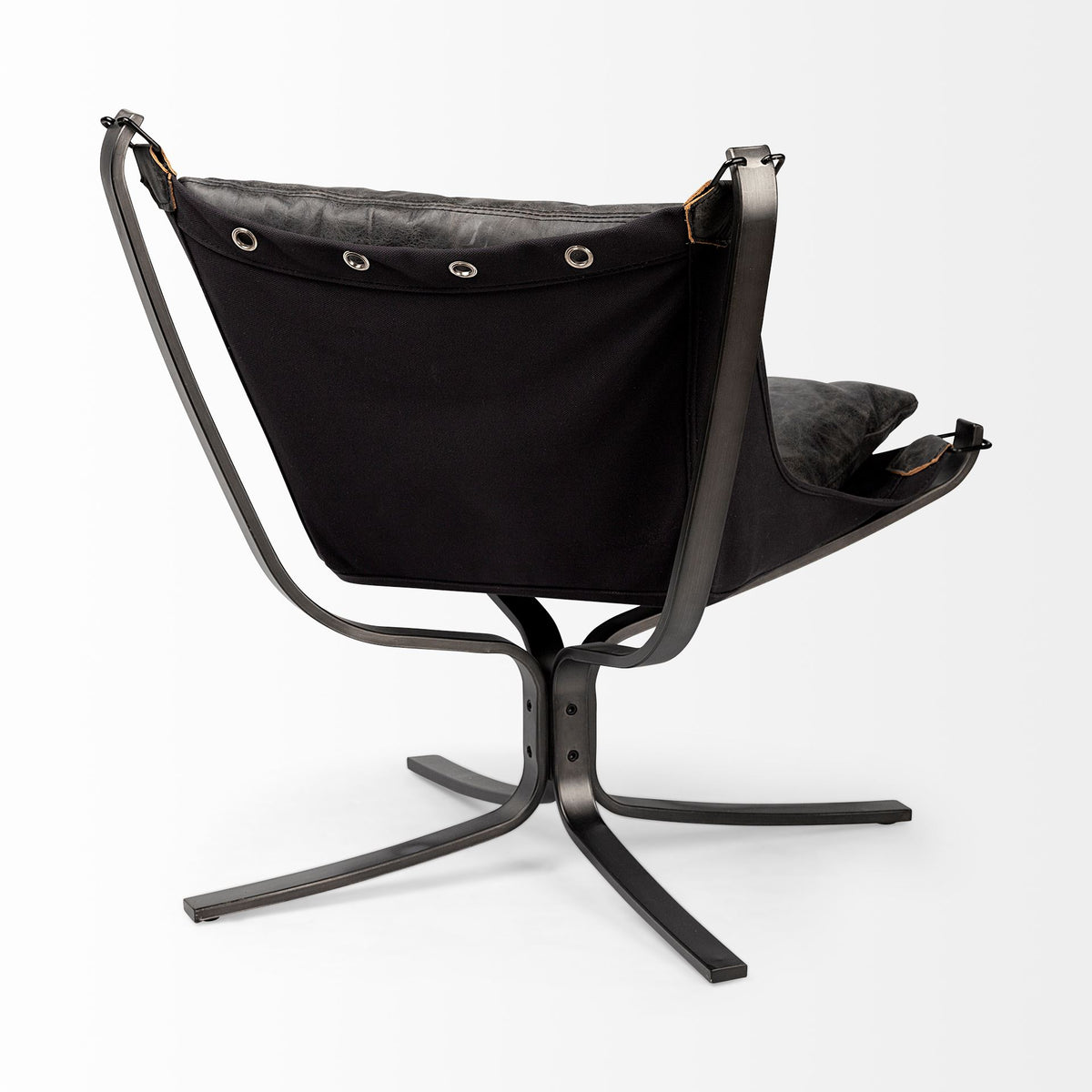 Colarado Black Leather Cushions w/ Black Metal Frame Sling-Style Accent Chair by Mercana at Eve Furniture