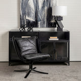 Colarado Black Leather Cushions w/ Black Metal Frame Sling-Style Accent Chair by Mercana at Eve Furniture
