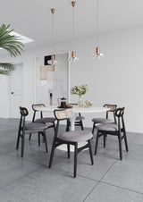 Colbert Dining Chair in Black and Cane with Grey Upholstered Seating (set of 2) by Manhattan Comfort at Eve Furniture
