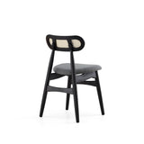 Colbert Dining Chair in Black and Cane with Grey Upholstered Seating (set of 2) by Manhattan Comfort at Eve Furniture