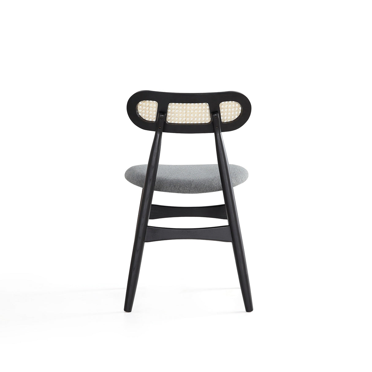 Colbert Dining Chair in Black and Cane with Grey Upholstered Seating (set of 2) by Manhattan Comfort at Eve Furniture