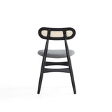 Colbert Dining Chair in Black and Cane with Grey Upholstered Seating (set of 2) by Manhattan Comfort at Eve Furniture