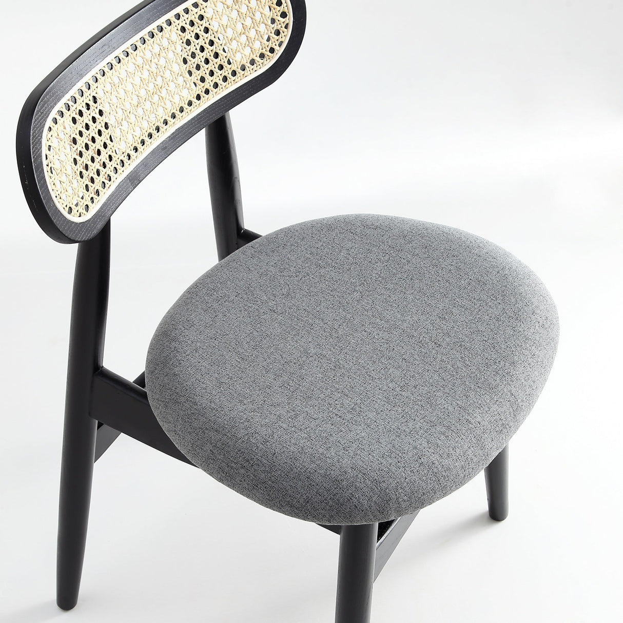 Colbert Dining Chair in Black and Cane with Grey Upholstered Seating (set of 2) by Manhattan Comfort at Eve Furniture
