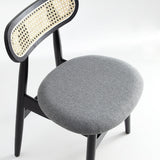 Colbert Dining Chair in Black and Cane with Grey Upholstered Seating (set of 2) by Manhattan Comfort at Eve Furniture