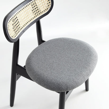 Colbert Dining Chair in Black and Cane with Grey Upholstered Seating (set of 2) by Manhattan Comfort at Eve Furniture