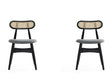 Colbert Dining Chair in Black and Cane with Grey Upholstered Seating (set of 2) by Manhattan Comfort at Eve Furniture