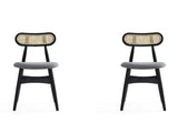 Colbert Dining Chair in Black and Cane with Grey Upholstered Seating (set of 2) by Manhattan Comfort at Eve Furniture